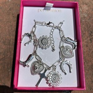 Western silver charm bracelet 7 inch